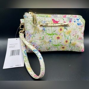 Betsey Johnson Double Zipper Wristlet Wallet Floral Spring Design Easter